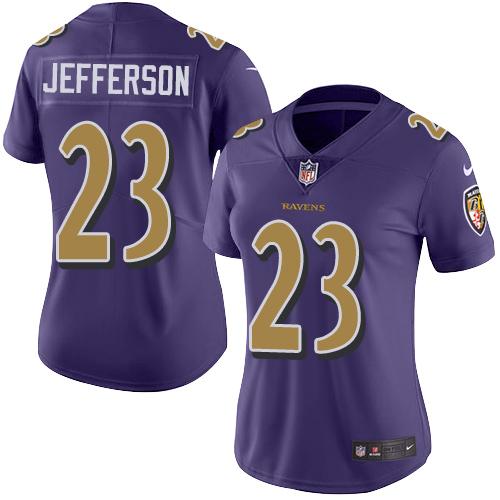Nike Ravens #23 Tony Jefferson Purple Women's Stitched NFL Limited Rush Jersey - Click Image to Close